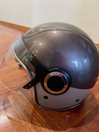 Casco Moto Vespa Talla S Beige y Marrón