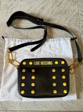 Borsa Love Moschino nera con borchie oro