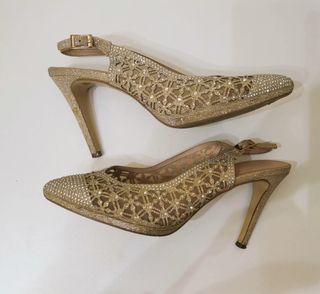 Tacones Menbur Dorados Brillantes