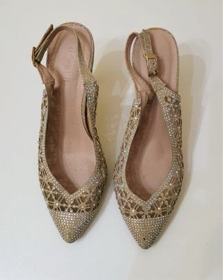 Tacones Menbur Dorados Brillantes