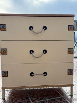 Cassettiera per bambini con 3 cassetti in legno