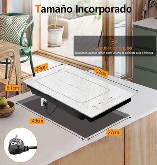 Placa inducción Disaenvir 2 fuegos blanca
