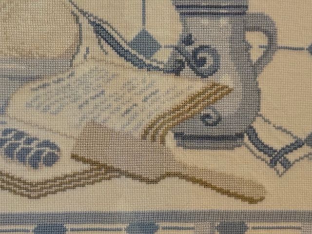 Cuadro Punto de Cruz Cocina Azul