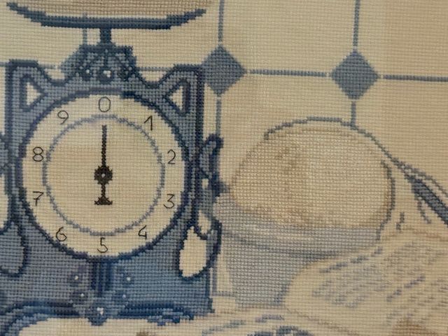 Cuadro Punto de Cruz Cocina Azul