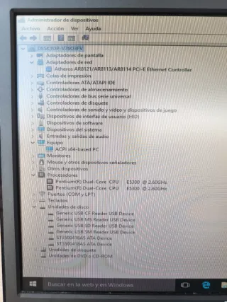 Torre ordenador Pentium(R) Dual-Core CPU E5300 2.6