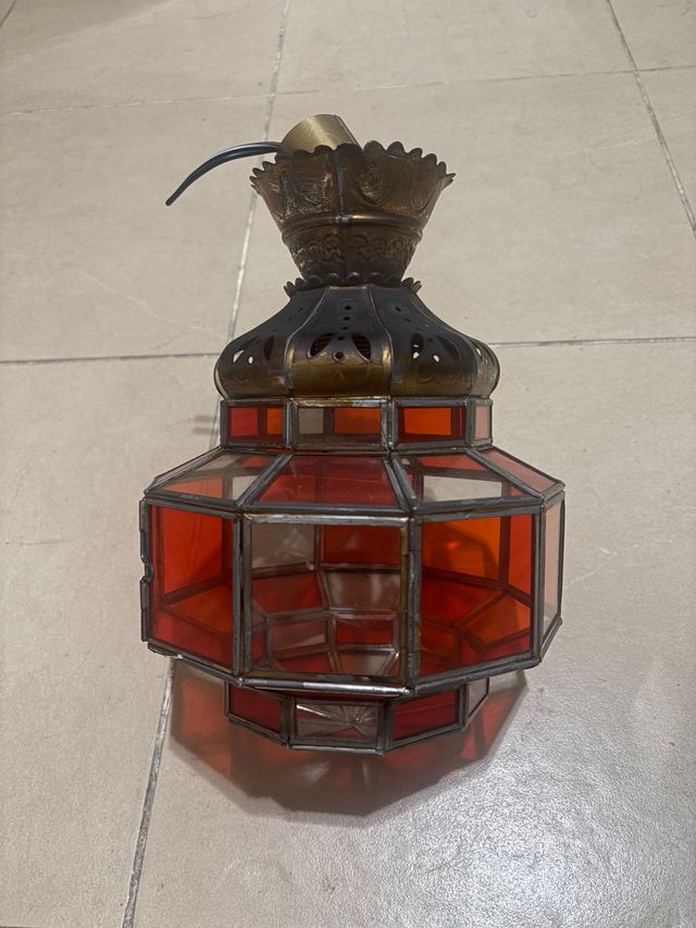 Lámpara árabe granadino cristal naranja