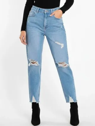 Denim Co. Jeans Skinny Strappati Vita Alta 46