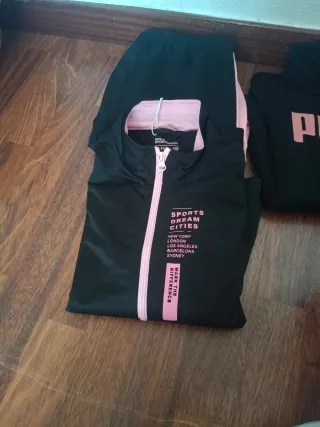 Chándal deportivo niña negro y rosa T. 11/12