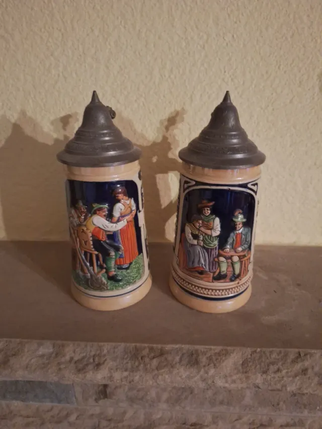 Jarras Cerveza Alemanas Cerámica Metal