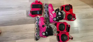 Patines rosas niña + protecciones