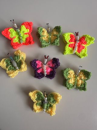 Lote 7 Broches Mariposa Crochet