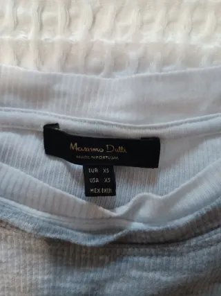 Camiseta Massimo Dutti mujer gris/blanco