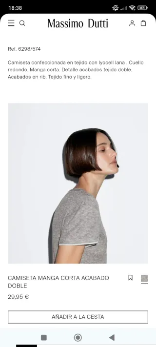 Camiseta Massimo Dutti mujer gris/blanco