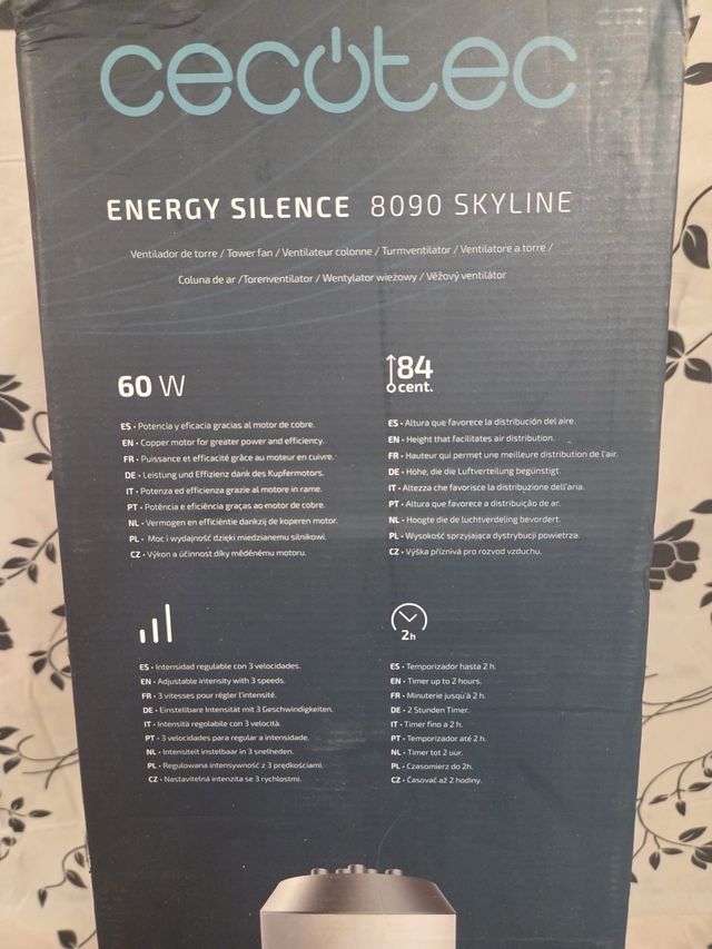 Ventilador Cecotec Torre Plata/Blanco