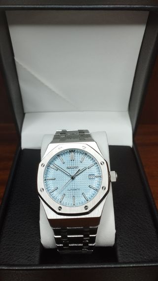 Reloj Seiko Mod Royal-Oak Azul Cielo Waffle