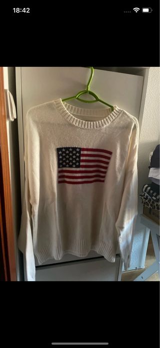 Jersey Hollister blanco con bandera USA