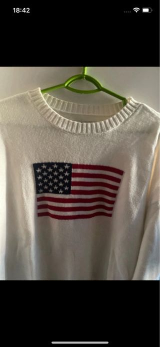 Jersey Hollister blanco con bandera USA