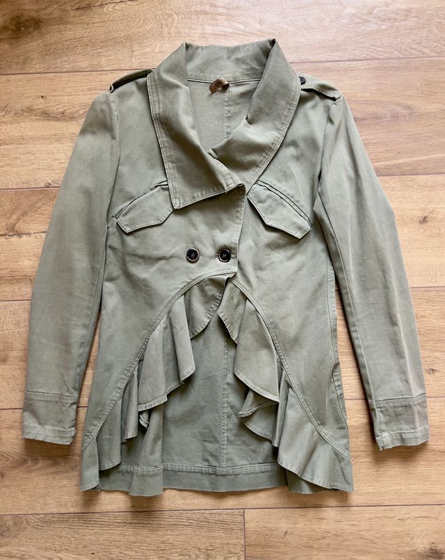 Giacca Please vintage con volant verde oliva