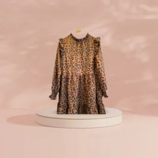 Vestido estampado leopardo manga larga