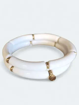 Lote 2 Pulseras Blancas con Detalles Dorados