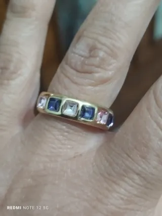 Anillo acero chapado circonitas colores