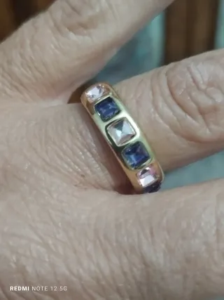 Anillo acero chapado circonitas colores