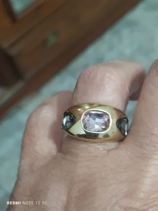 Anillo ancho acero chapado oro circonitas