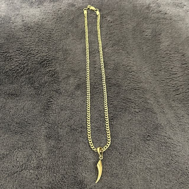 Cadena Cubana y Colgante Oro Laminado