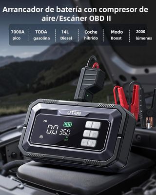 ARRANCADOR COCHE 7000A COMPRESOR OBDII LUZ LED 200