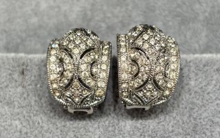 Pendientes vintage plateados y diamantes Bisutería