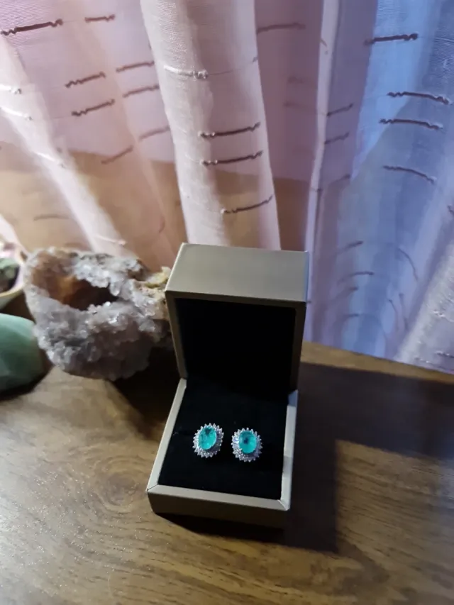 Pendientes Turmalina Verde y Plata