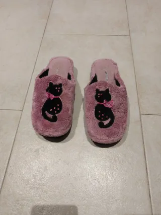 Zapatillas casa niña gatito rosa