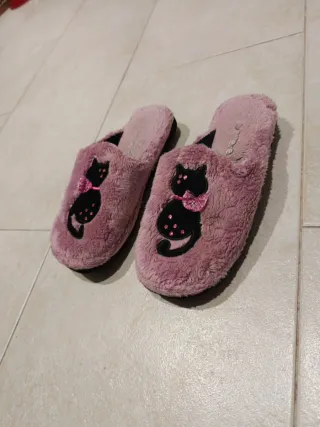 Zapatillas casa niña gatito rosa