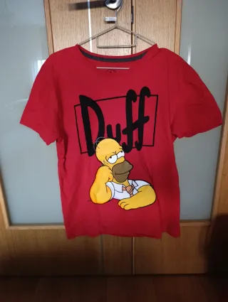 Camiseta roja The Simpsons Homer Duff Talla GG