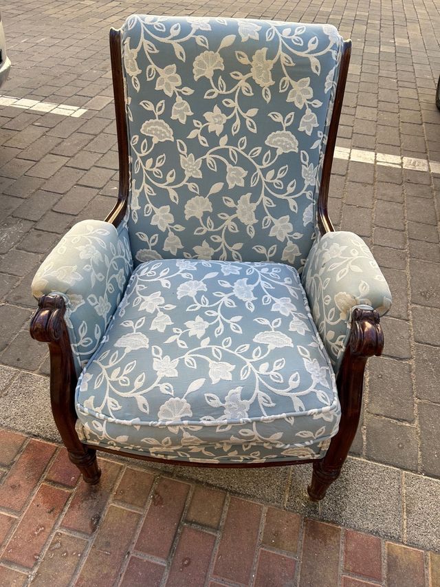 Pareja Sillones Auxiliares Madera y Tela