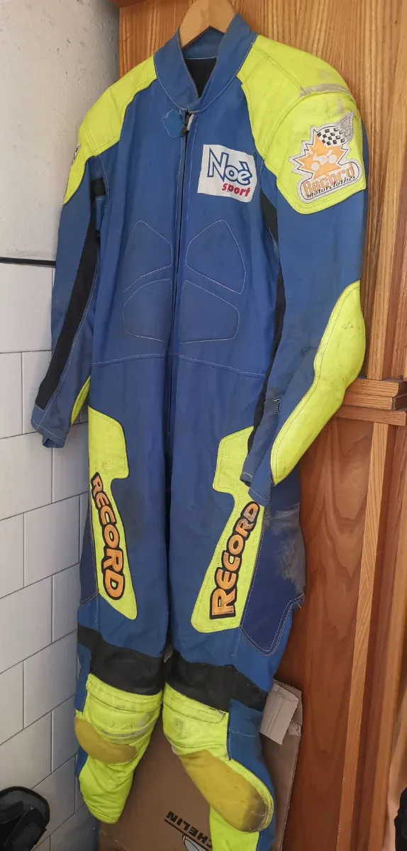 Tuta moto Record tg 54 blu/giallo fluo