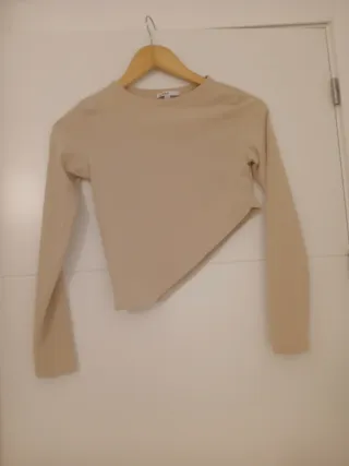 Camiseta beige manga larga