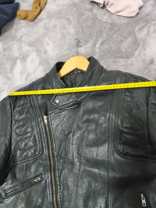 Chaqueta de cuero tipo moto para hombre, l o xl