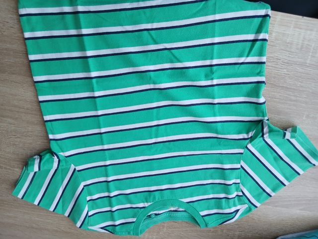 Maglietta a righe verdi, bianche e blu