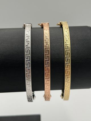 SEMANARIO 3 PULSERAS RIGIDAS GRECA 4MM 18k
