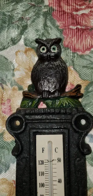 Termometro in ghisa con gufo