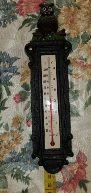 Termometro in ghisa con gufo