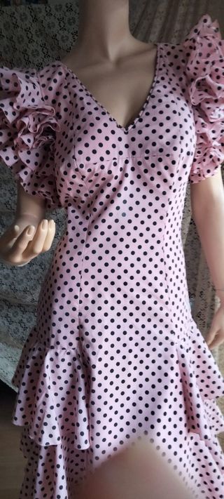 Traje Flamenca Lunares Rosa Talla 42/44