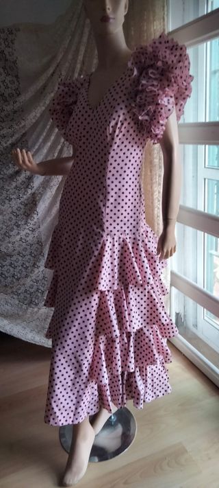 Traje Flamenca Lunares Rosa Talla 42/44