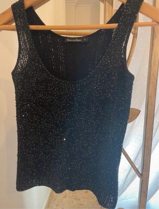 Top Pedro del Hierro lentejuelas negro