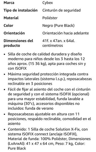 Silla Coche Cybex Silver X-Fix Isofix