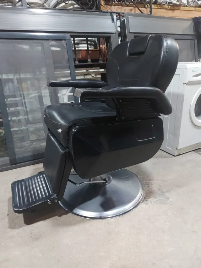 Sillón Barbería Negro y Plata
