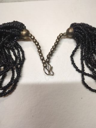 Collar Vintage Cuentas Negras y Bolas Plateadas