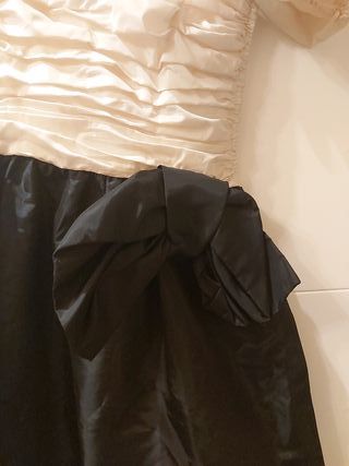 Vestido fiesta beige y negro