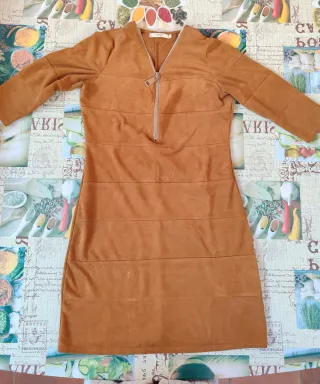 Vestido Antelina Mujer Marrón Cremallera